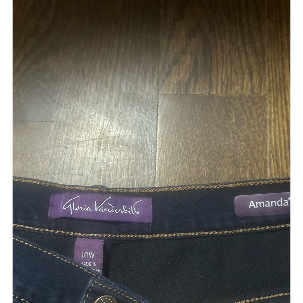 Gloria Vanderbilt Jeans Womens Size 18 Dark Blue Amanda Straight Leg Stretch - Picture 2 of 6